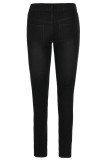 Zwarte mode casual effen basic hoge taille skinny denim jeans