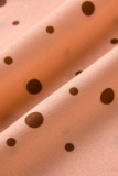 Oranje Mode Casual Dot Print Patchwork O-hals Jurk met korte mouwen Jurken