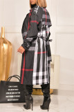 Cardigan con stampa casual alla moda nera con capispalla con colletto rovesciato per cintura