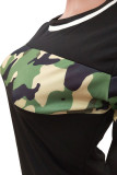 Camouflage Casual Tweedelige Pakken Patchwork Luipaardpotlood Lange mouw