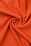 Orange Mode Casual Solid Slit V-hals Långärmad Två delar