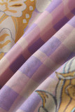 Roze tweedelige kostuums van Engeland met print en potlood met lange mouwen