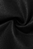 Vestido de tirantes de cuello cuadrado con diseño de correa sólida sexy de moda negra