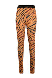 Модные узкие брюки-карандаш с высокой талией и модным сексуальным принтом в виде тигра