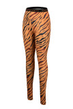 Tigermuster Mode Sexy Print Basic Skinny Bleistifthose mit hoher Taille