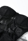 Vestidos de festa pretos sensuais sensuais sensuais rendas transparentes de festa sem alças