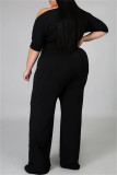 Red Fashion Casual Solid Basic Schuine Kraag Plus Size Jumpsuits