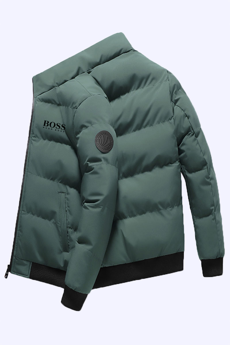 

Army Green Fashion Casual Letter Split Joint Mandarin Collar Outerwear