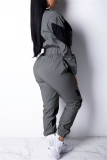 ブラックレッドファッションカジュアルパッチワークソリッドパッチワークジッパーカラー長袖XNUMX枚(ポケットなし)