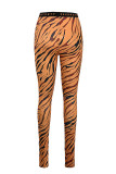 Tiger Pattern Fashion Sexy Print Basic Skinny High Waist Pencil Trousers