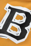 Nero moda casual lettera stampa patchwork manica lunga due pezzi