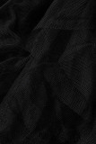 Robes sans bretelles en maille de soirée transparentes en dentelle sexy décontractées à la mode noire