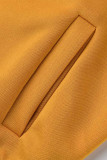 Due pezzi a maniche lunghe patchwork con stampa di lettere casual di moda gialla