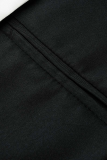 Robe chemise noire décontractée à col rabattu avec bloc de couleurs