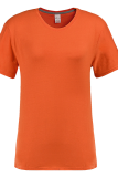 T-shirts orange à col en V et à imprimé lettre O Fashion Street