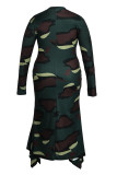 Camouflage Fashion Casual Plus Size Camouflage Print Basic O-Ausschnitt bedrucktes Kleid