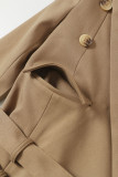 Khaki Street Solid Patchwork Turn-Back-Kragen-Oberbekleidung