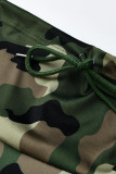 Lila Mode Lässig Briefdruck Camouflage Brief Rollkragenpullover Plus Size Set