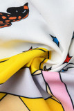 Flerfärgad Casual Print Patchwork-knappar Turndown-krage A Line Plus Size-klänningar