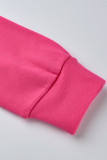 Roze sportkleding Nylon Effen zak met capuchon Kraag Lange mouw Normale mouw Tweedelig