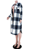 Yellow Casual Plaid Patchwork Turndown Collar Outerwear