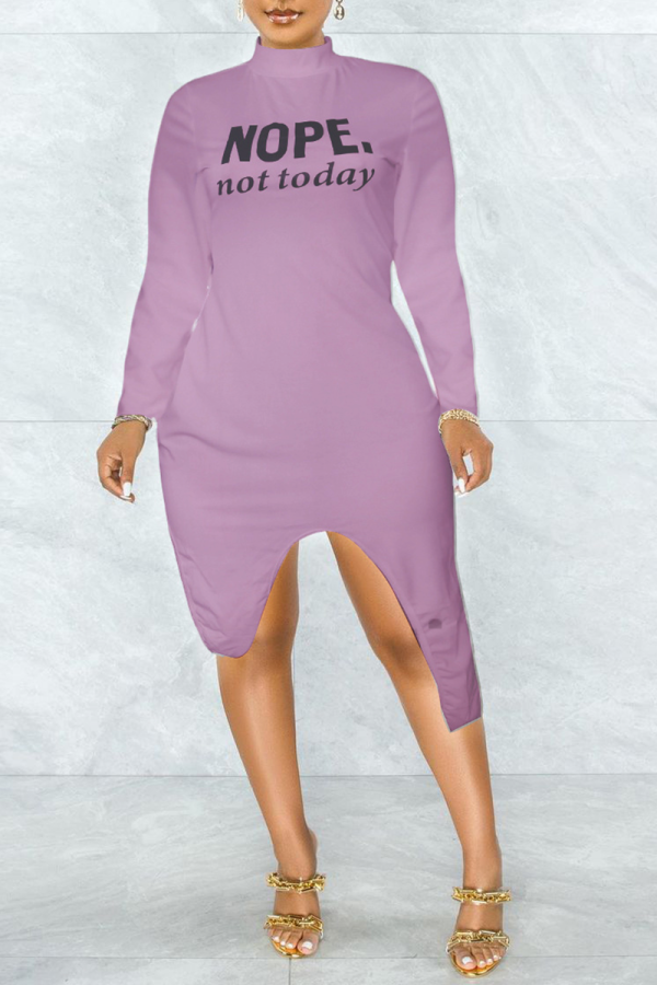 Фиолетовый сексуальный принт в стиле пэчворк, полуводолазка, нерегулярные платья