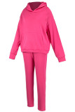 Pink Sportswear Nylon Solid Pocket Hooded Collar Long Sleeve Regular Sleeve Two Pieces
