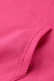 Rosa Sportswear Nylon Solid Pocket Hooded Collar Långärmad Vanlig ärm Två delar