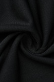 Svart Mode Sexig Solid Cardigan Byxor V-hals ärmlös två delar