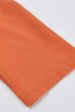 Orange Mode Casual Plus Size Solid Basic Turndown Krage A Line Klänningar