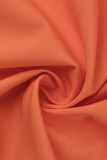 Oranje Mode Casual Grote maten effen basiskraag A-lijn jurken
