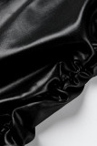 Zwart Mode Casual Solid Basic Halve coltrui mouwloze jurk