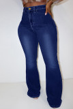 Hellblaue, modische, lässige Jeans mit Schmetterlingsdruck in Übergröße