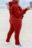 Красный Повседневный принт Пэчворк Воротник с капюшоном Длинный рукав Из двух частей