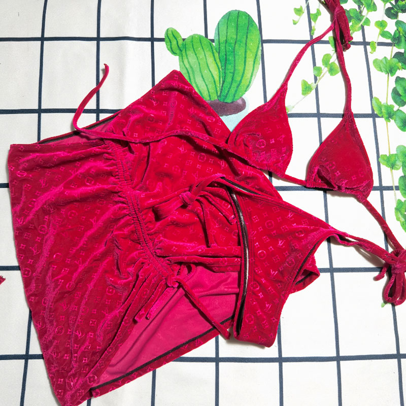 

Red Fashion Sexy Letter Split Joint Swimwears
