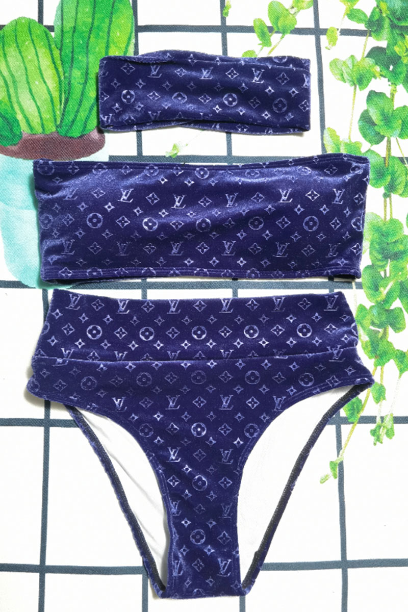 

Blue Purple Fashion Sexy Letter Split Joint Swimwears