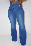 Hellblaue, modische, lässige Jeans mit Schmetterlingsdruck in Übergröße
