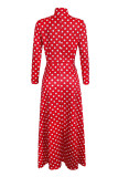 Rött Mode Casual Dot Print Asymmetriska Ytterkläder