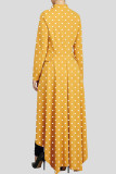 Желтая модная повседневная асимметричная верхняя одежда в горошек с принтом
