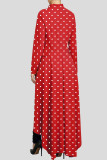 Red Fashion Casual Dot Print asymmetrische Oberbekleidung