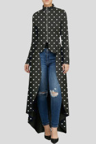 Agasalhos assimétricos de moda casual preto com estampa de pontos