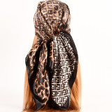 Черная модная повязка на голову-бандану с буквенным принтом (также можно использовать как шарф)