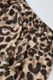 Leopardenmuster Work Daily Print Leopard Bateau-Ausschnitt A-Linie Kleid in Übergröße