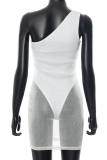 Белые сексуальные однотонные сетчатые платья-юбка-карандаш на одно плечо