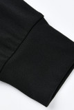 Черный сексуальный однотонный выдолбленный лоскутный воротник с капюшоном и длинным рукавом из двух частей