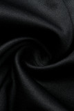 Vestidos de manga comprida de retalhos sexy moda preto furação a quente vazado decote em V