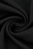 Серый сексуальный однотонный выдолбленный лоскутный воротник с капюшоном и длинными рукавами из двух частей