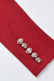 Agasalhos com botões de bolso vermelho moda casual com botões de abertura para baixo
