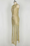 Robe de plage transparente en maillot de bain transparent à la mode dorée