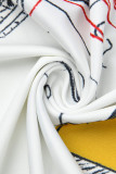 Robes droites blanches décontractées à imprimé de rue, patchwork, col rond